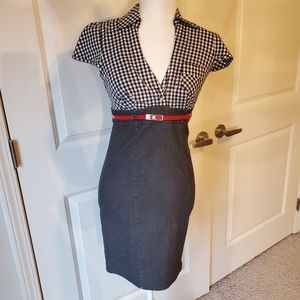 Guess jeans gingham dress pin up vintage retro